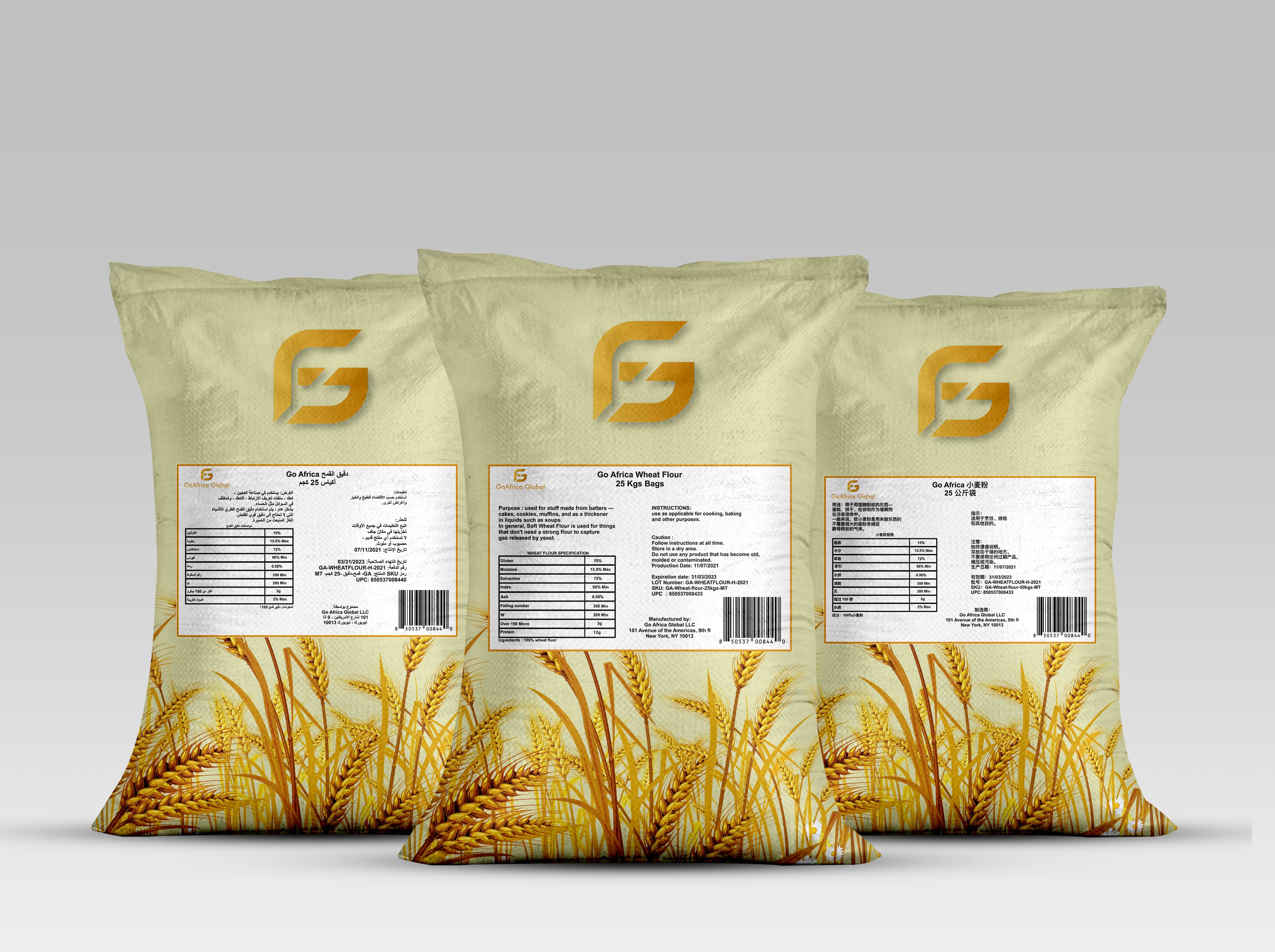 wheat flour 25kg all bags Go Africa® Wheat Flour, 25 Kgs Bags (Sold Per MT) - Image 1